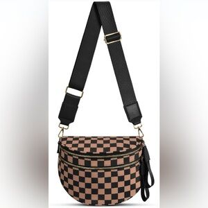 Checkered Black and Brown Women's Bag